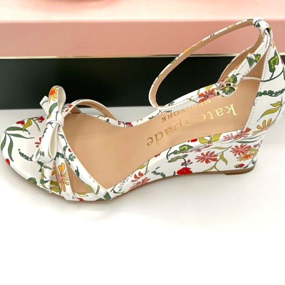 NWT Kate Spade New York Wedge Floral Ankle Strap Garden Heels Summer Sandals - Picture 12 of 15